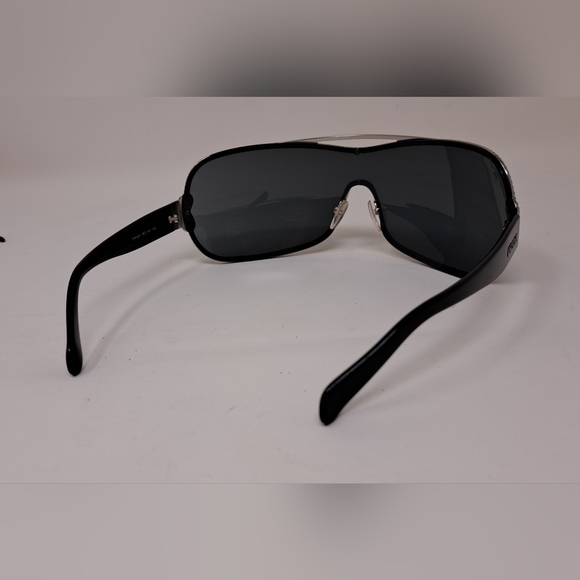 PRADA Women's Rimless shield sunglasses black silver Mono Rope Y2K SPR 1BC-1A1 - Picture 12 of 15